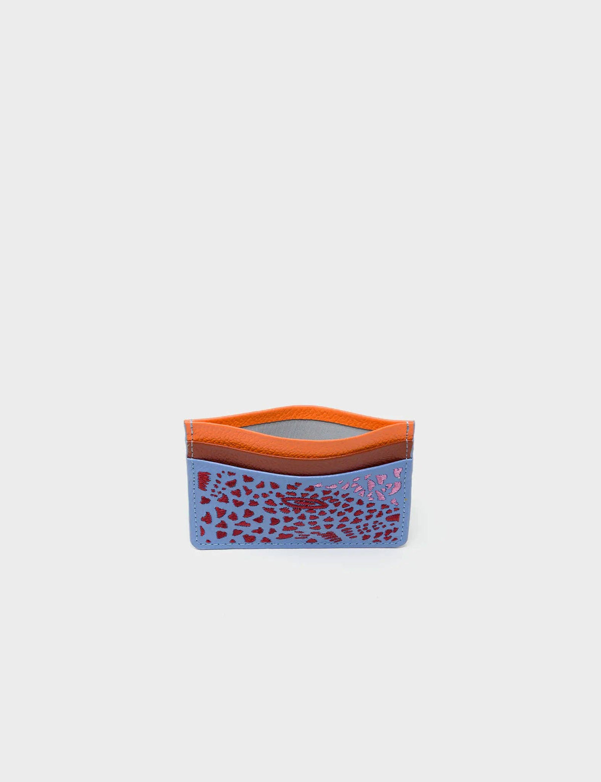 Filium Vista Blue Leather Cardholder - Retro Tiger Embroidery