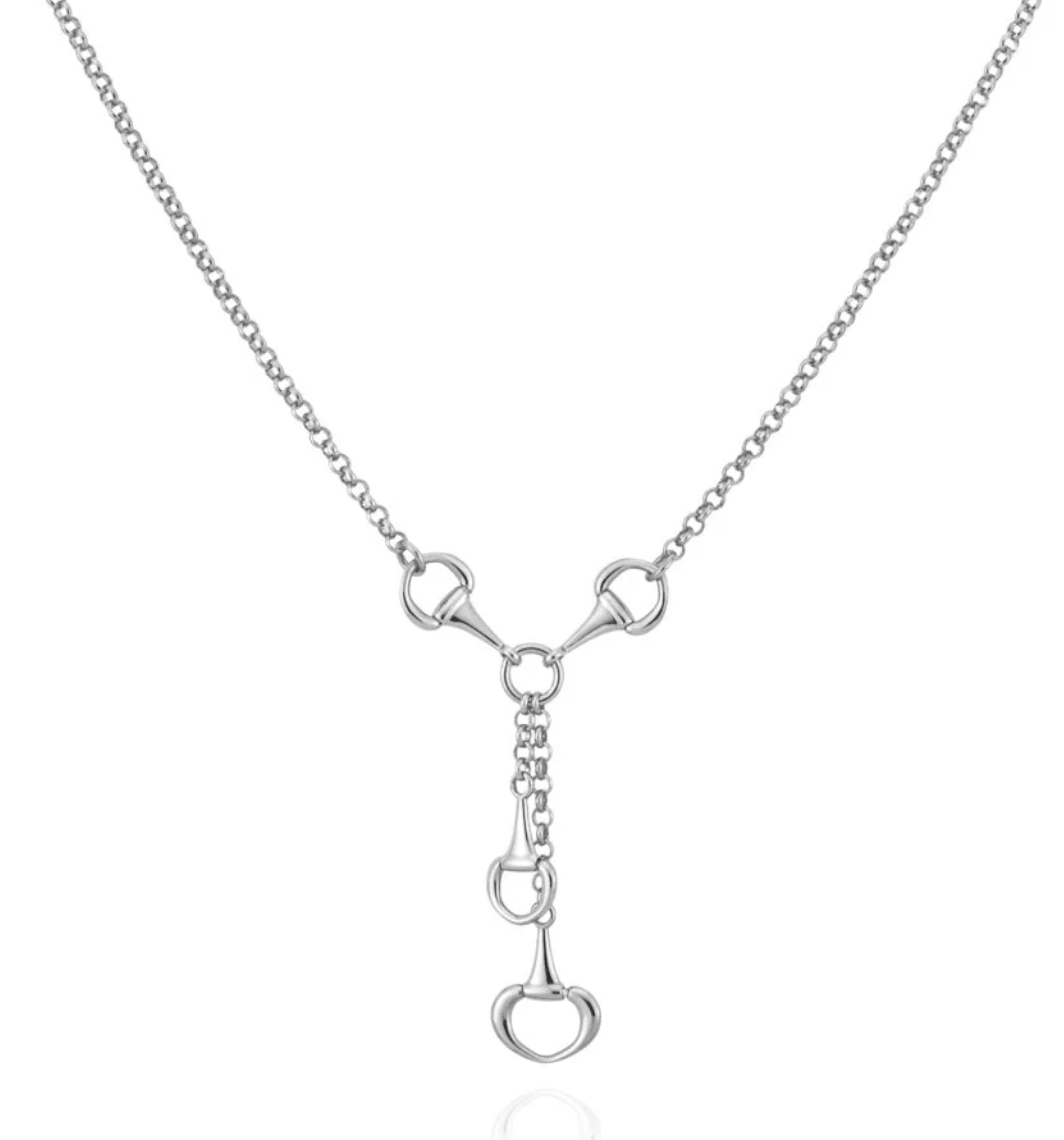 Equestrian Stirrup Drop Lariat Necklace PVD Waterproof