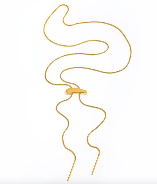  Girl Lariat-Gold Nugget Snake Chain Necklace -waterproof