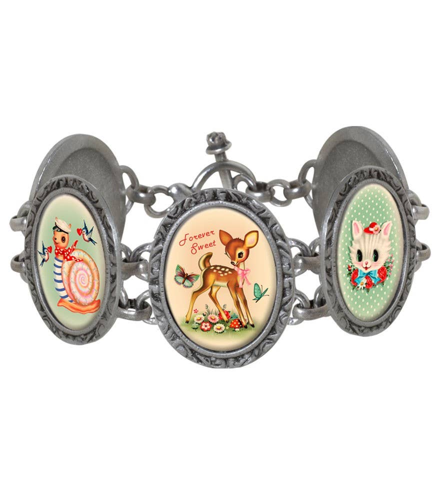 Animals Victorian Oval Five Link Bracelet - Tsuru