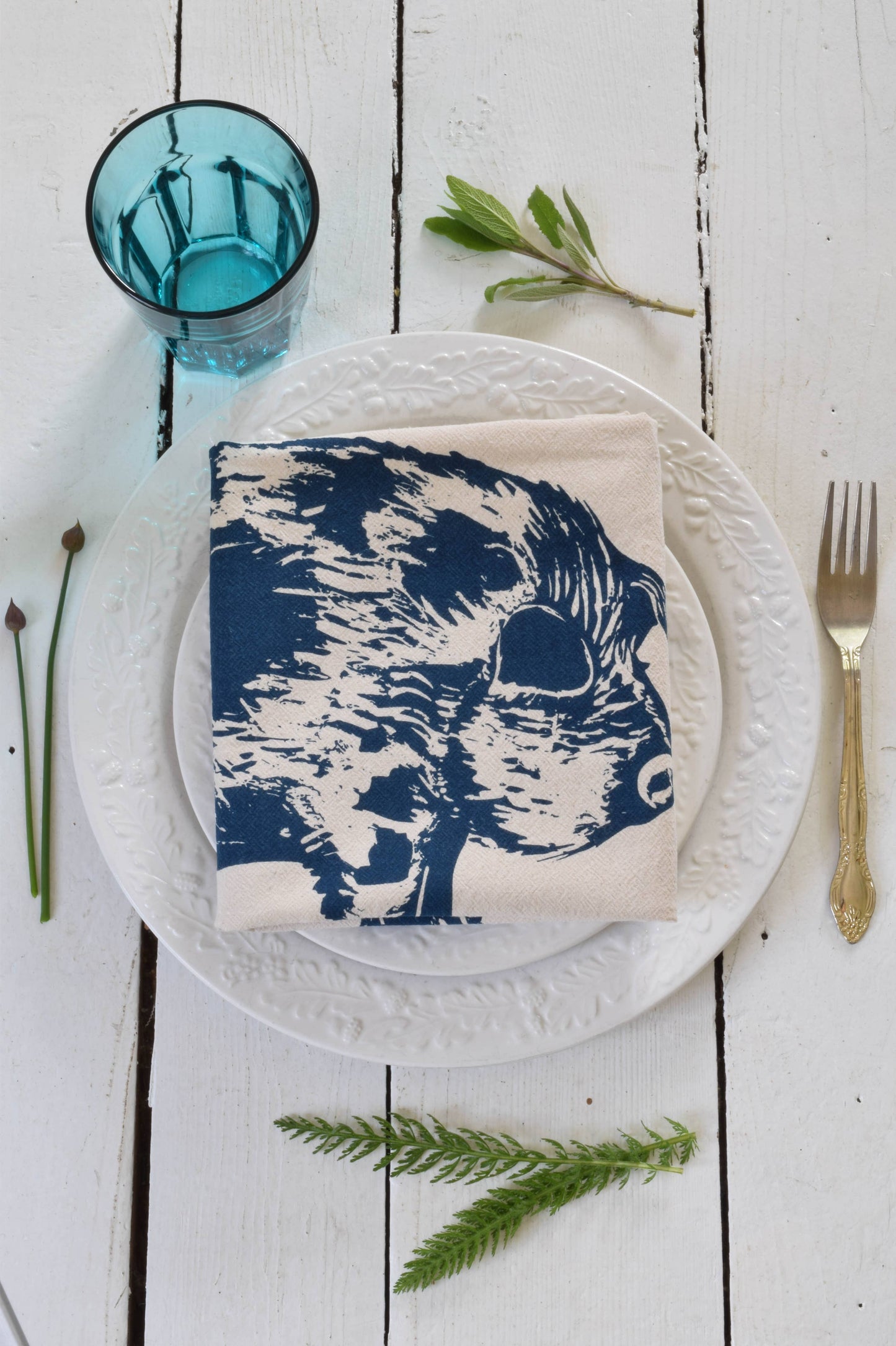 Pig Tea Towel (Navy Blue)