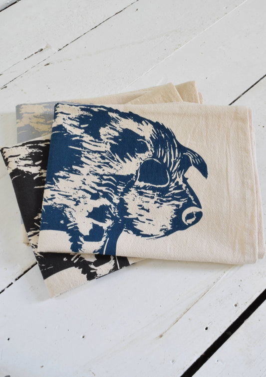Pig Tea Towel (Navy Blue)