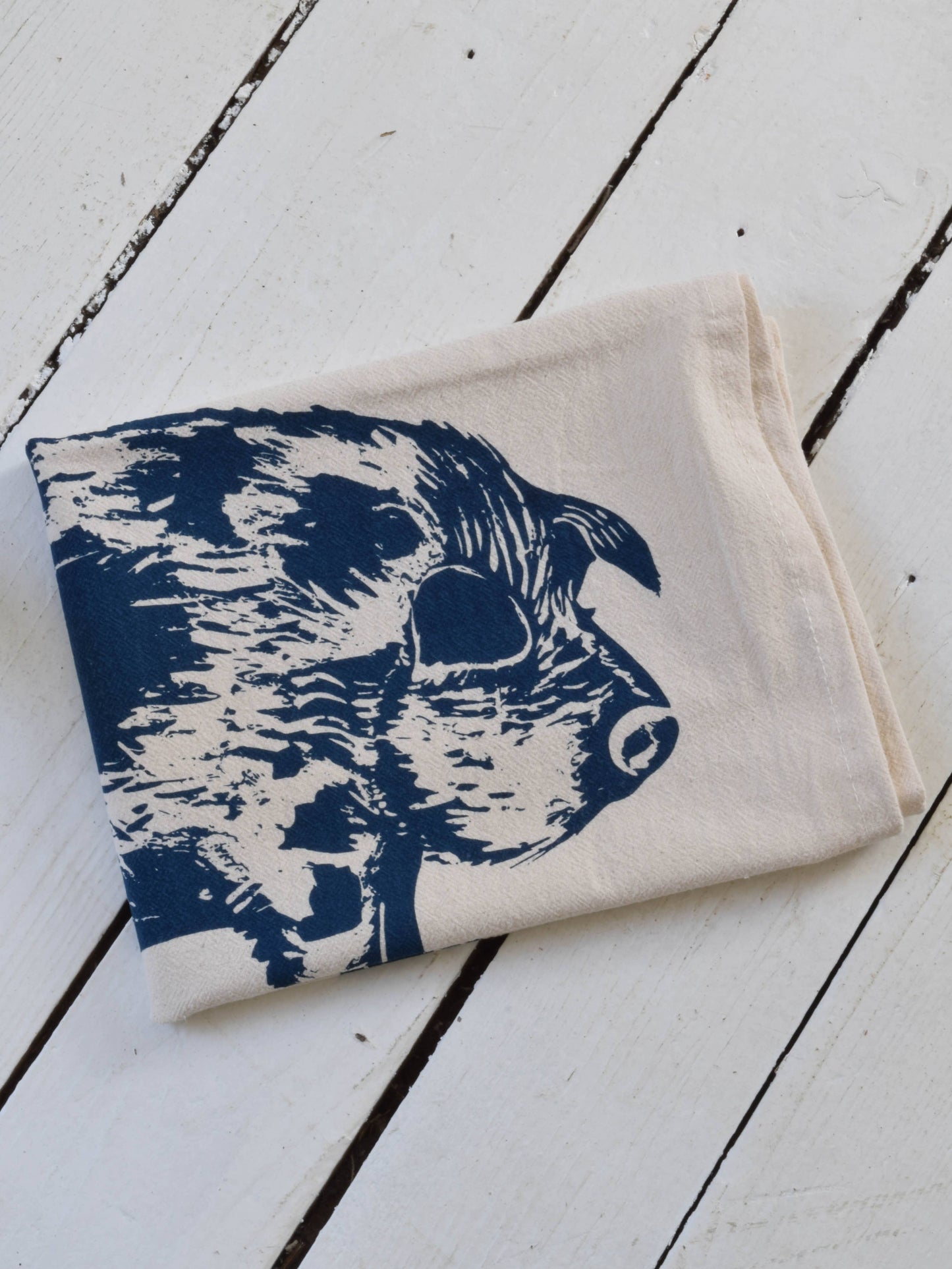 Pig Tea Towel (Navy Blue)