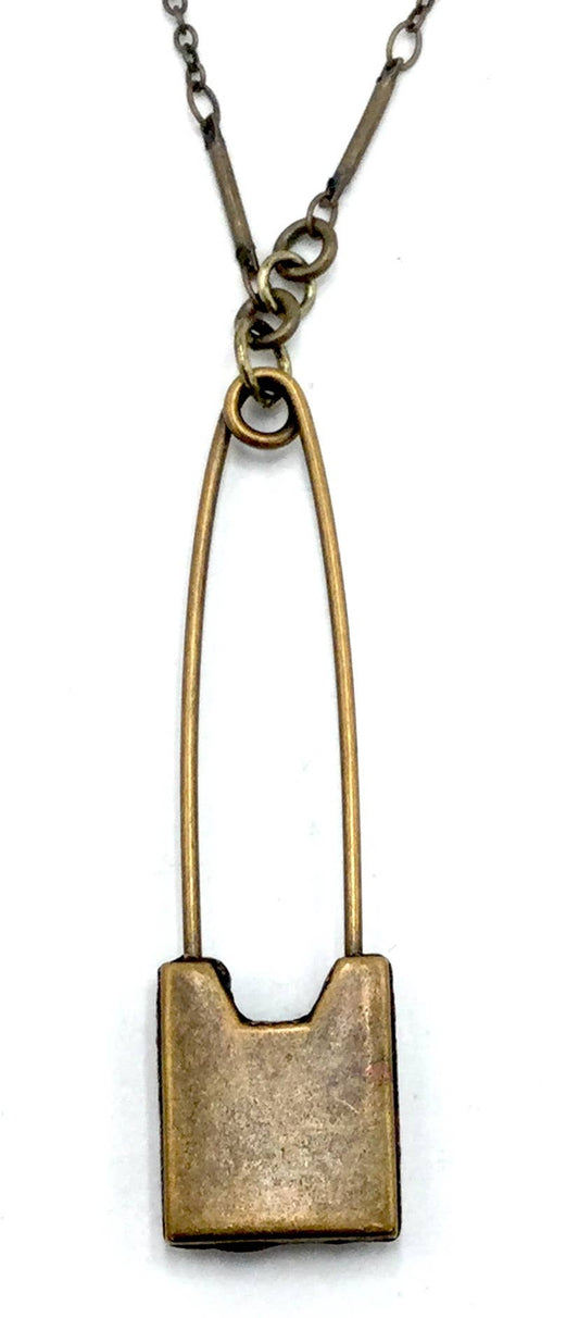 Gold Safety Pin Necklace