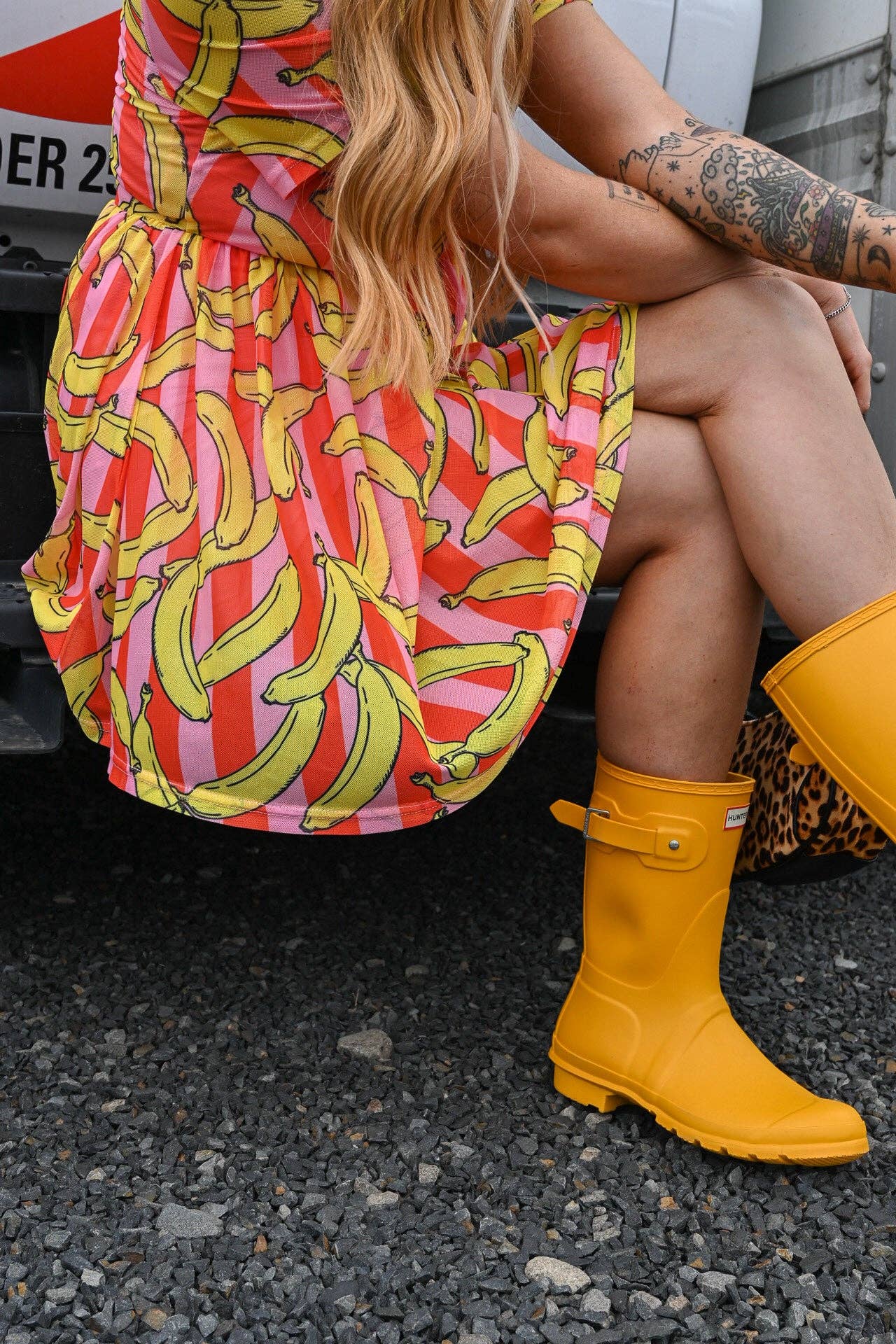 Peelin’ Good Pink Banana Mini Mesh Dress