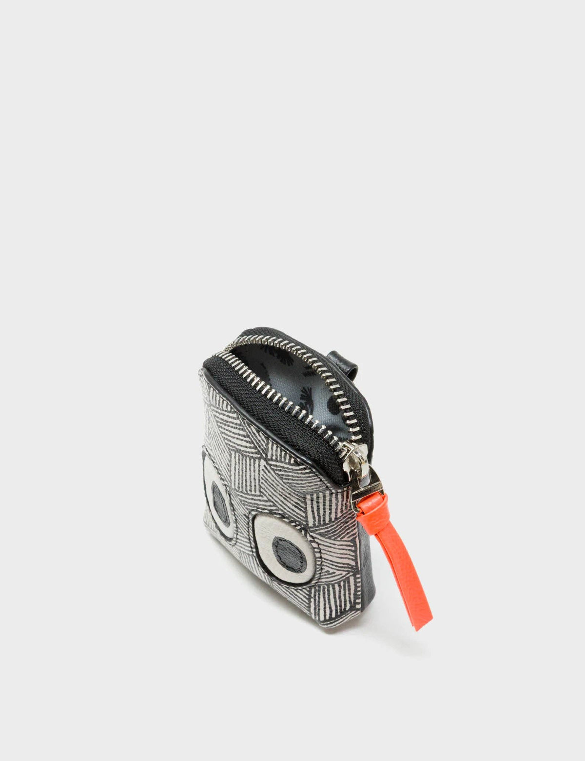 Florence Pouch Charm - Cream Leather Keychain Eyes Engraved
