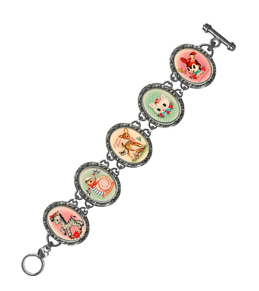 Animals Victorian Oval Five Link Bracelet - Tsuru