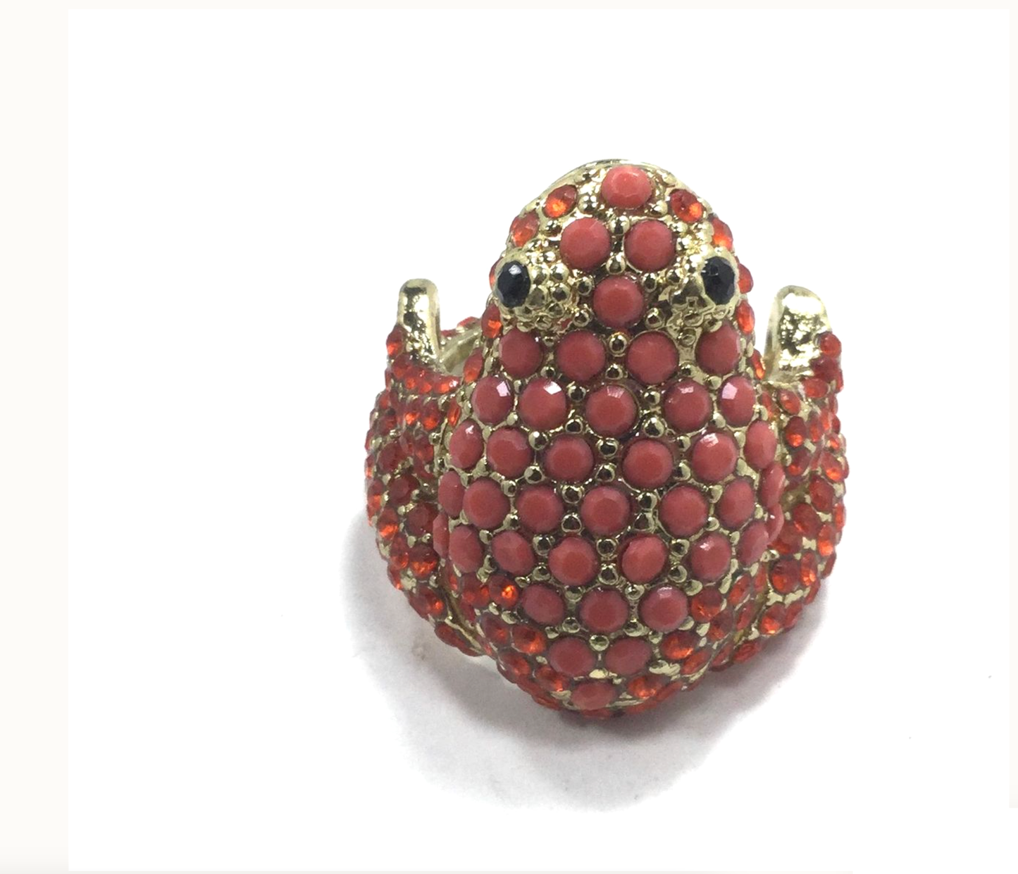 Red Beaded Frog Ring