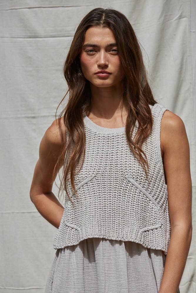 Knit Sweater Sleeveless Flare Midi Dress