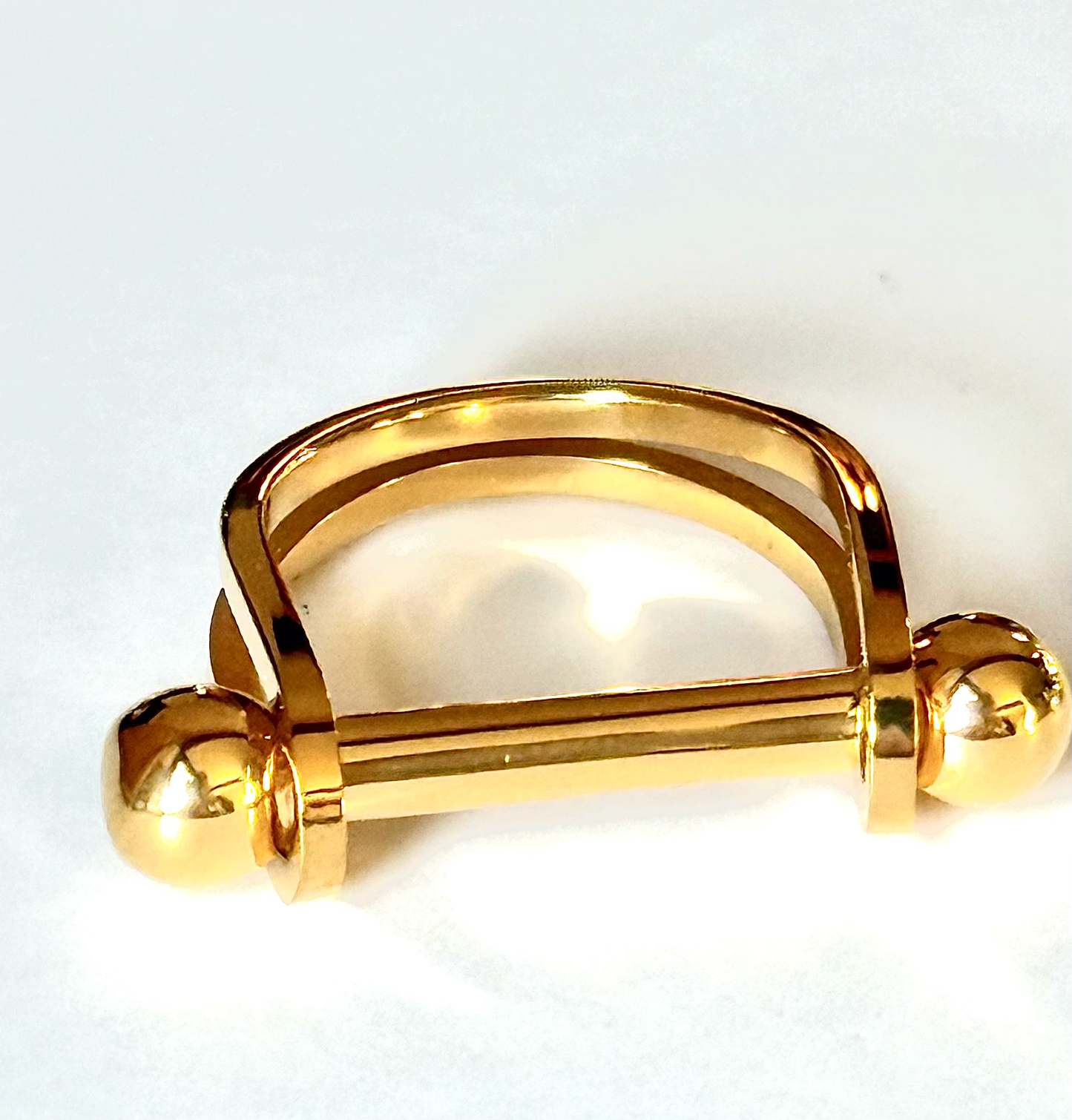 Snaffle- Stirup Steel 14K Gold Ring