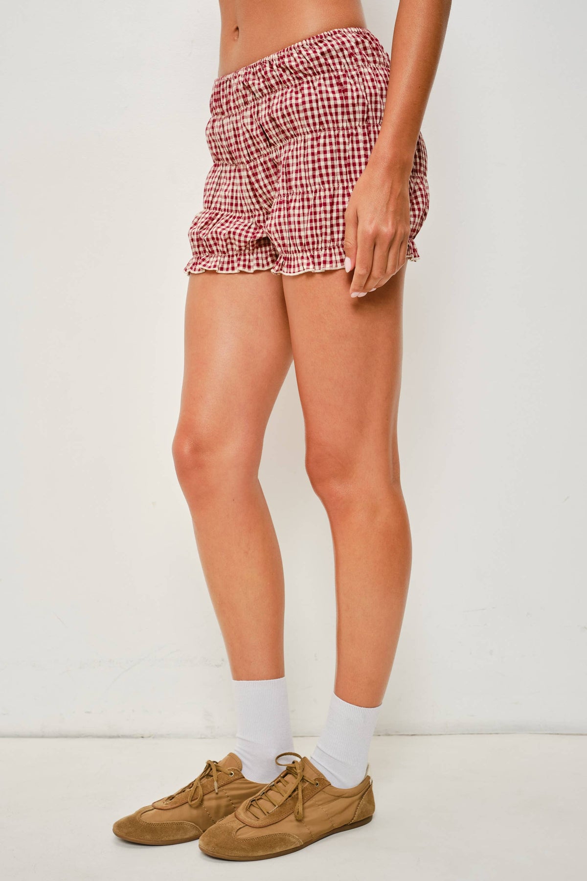 LLOYD SMOCKED GINGHAM SHORTS