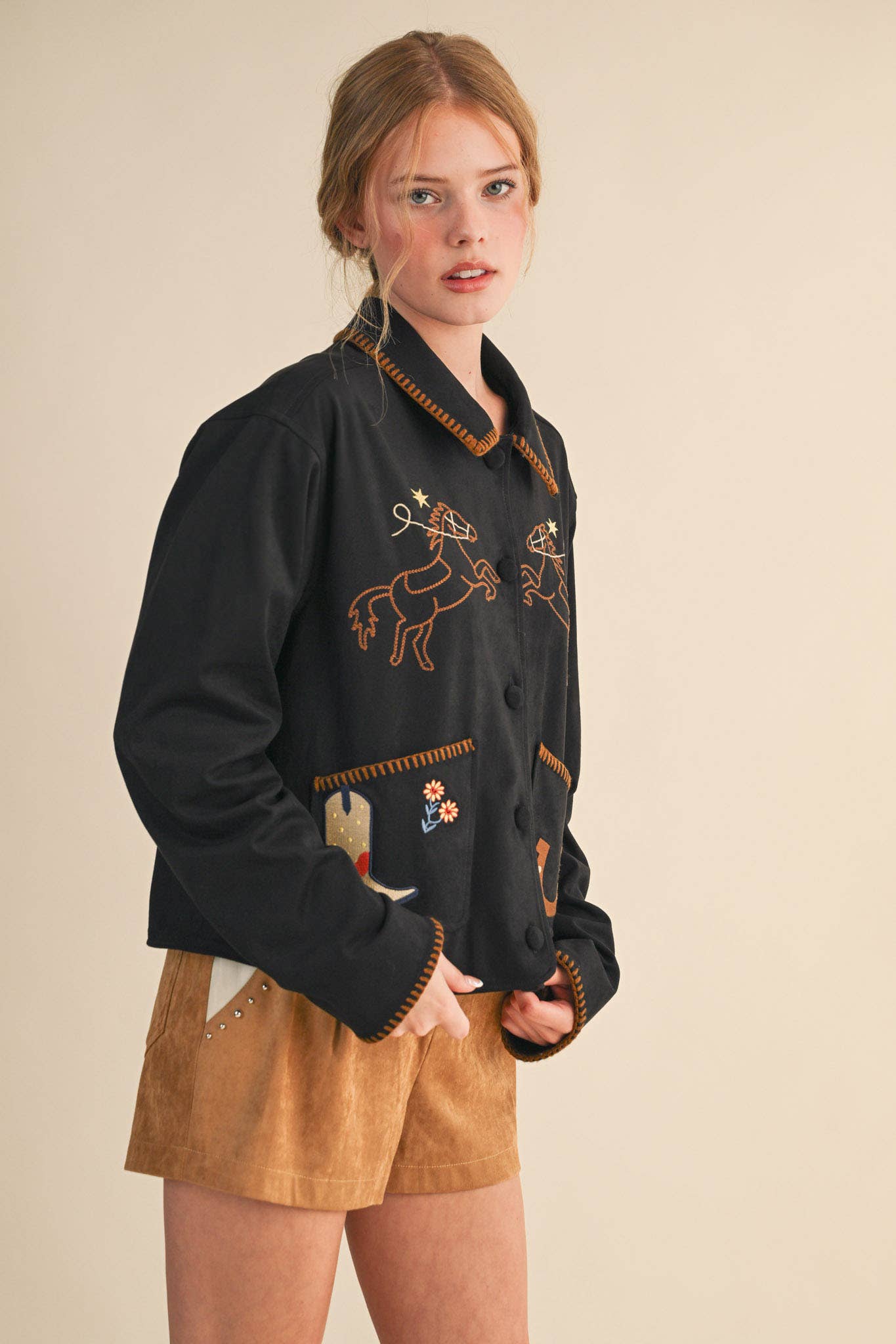 Western Embroidery Suede Jacket