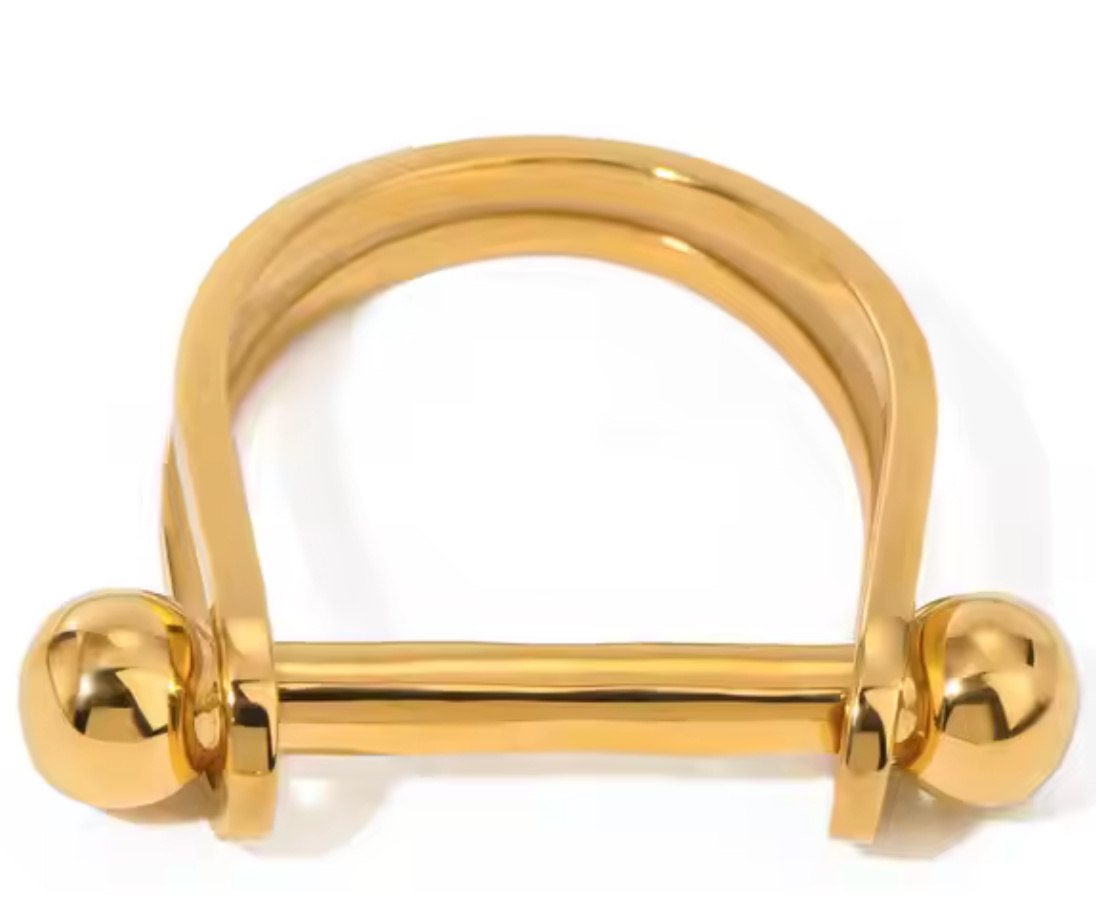 Snaffle- Stirup Steel 14K Gold Ring