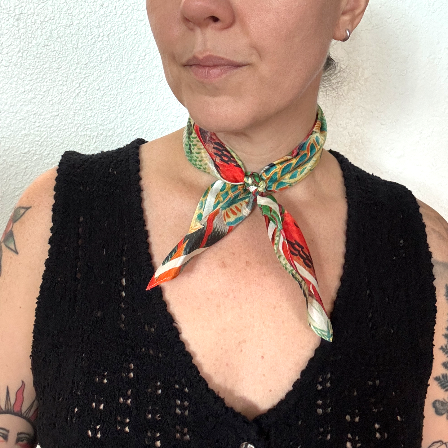 100% Silk Scarf Tropical Fish Summer Beach Bandana Tapestry