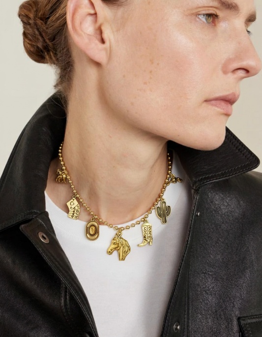 Year of the Horse- Charm and Bead PVD Necklace- 18K Gold