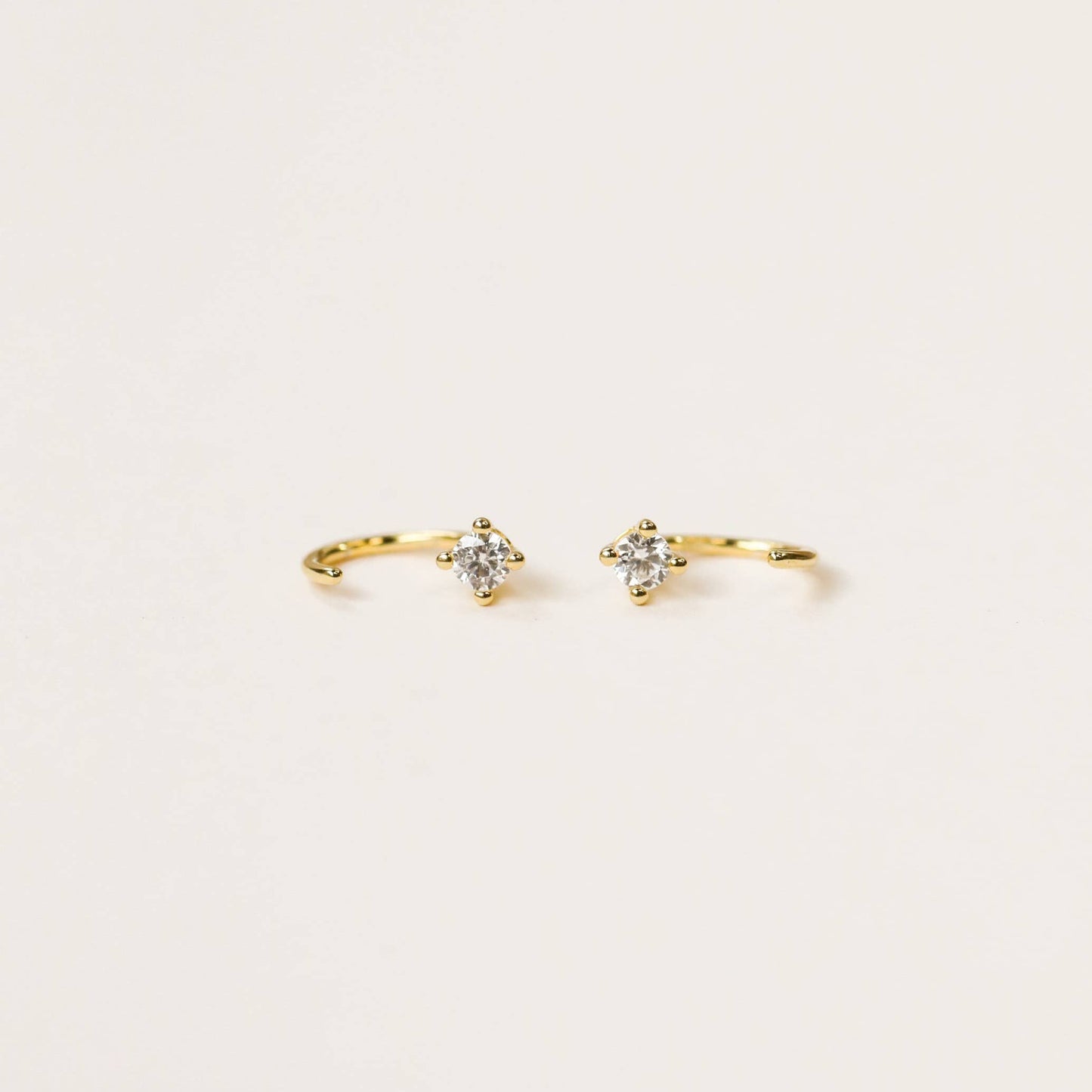 CZ Huggies - White - Gold Earrings