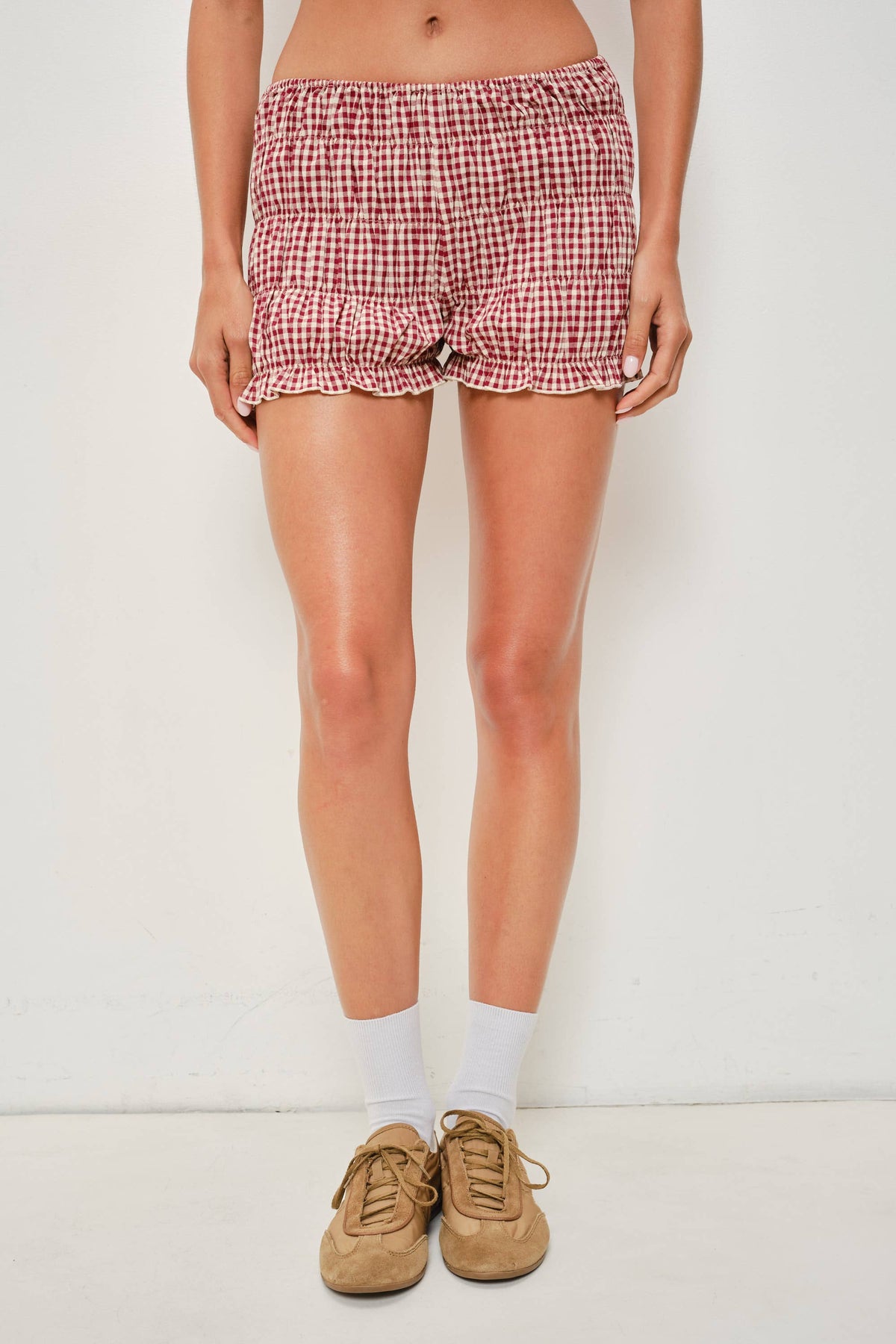 LLOYD SMOCKED GINGHAM SHORTS