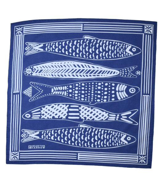 Sardine Bandana - 100% Cotton - Nautical Print - Hanky Ascot