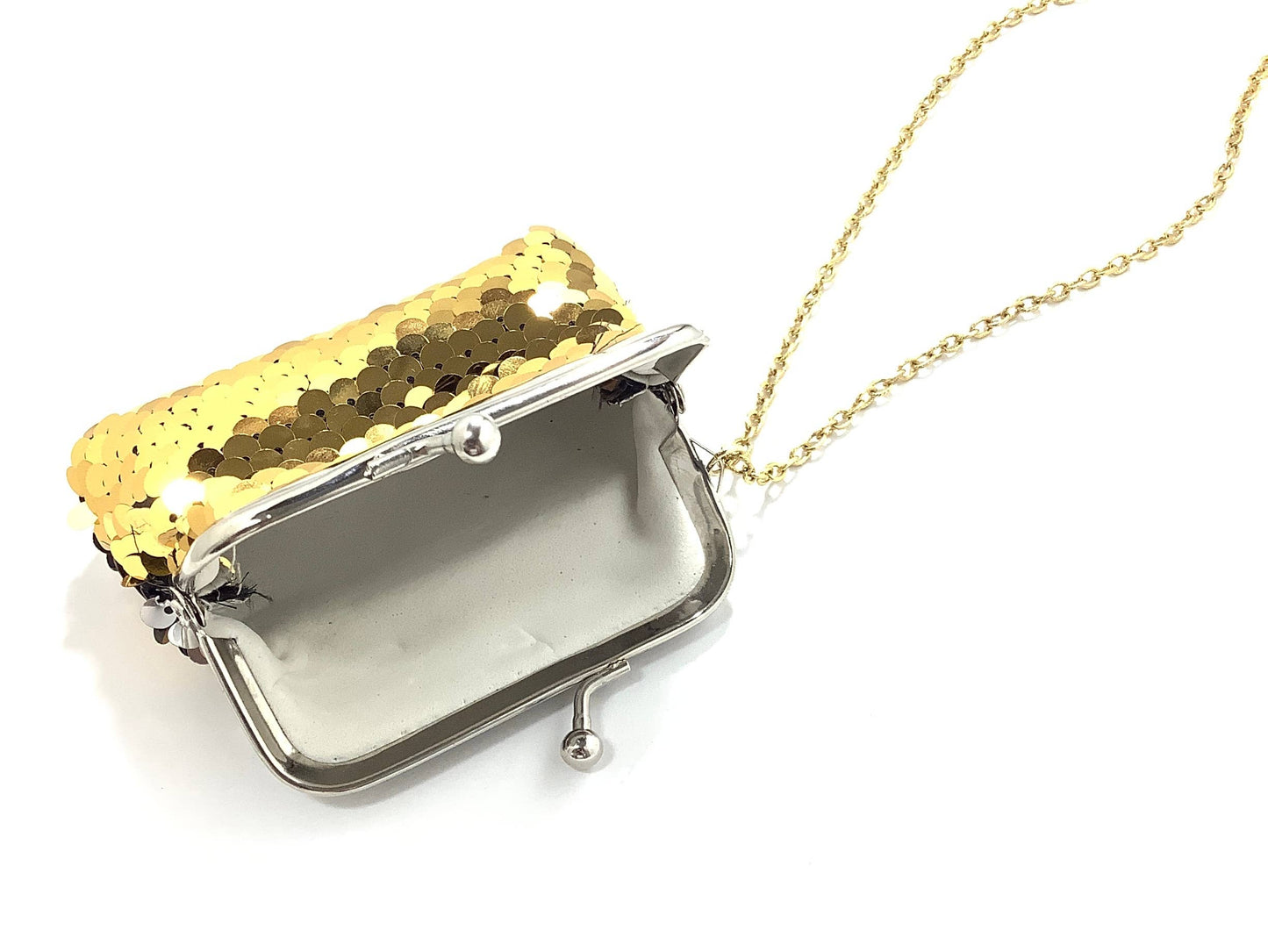 Gold Sequin Bag Necklace