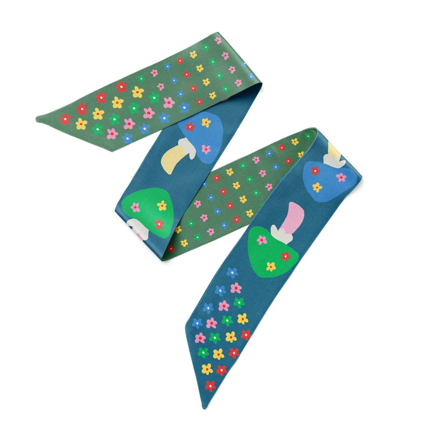 Mushroom Floral Twilly Ribbon Scarf