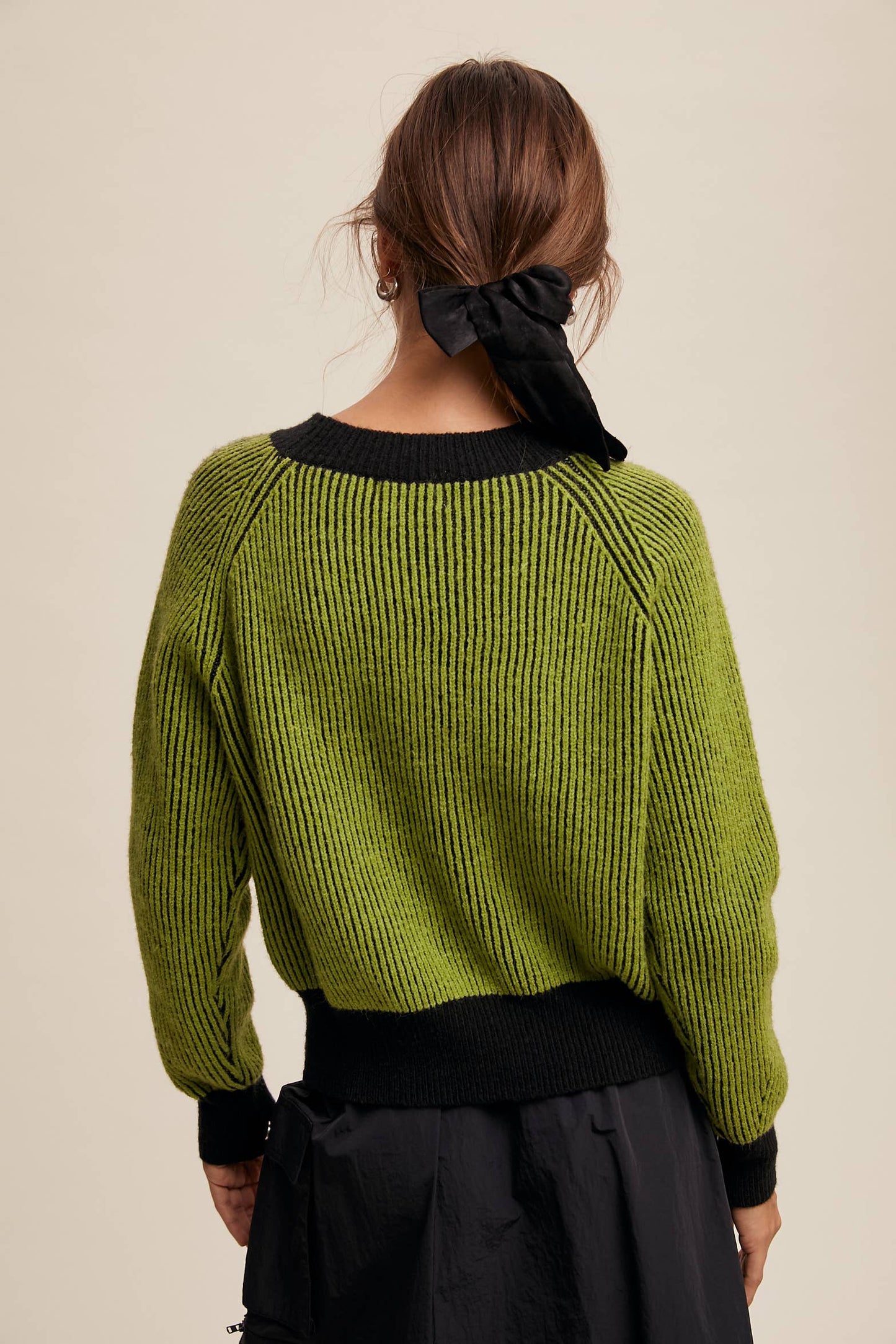 Colorblock Striped Ribbed Sweater