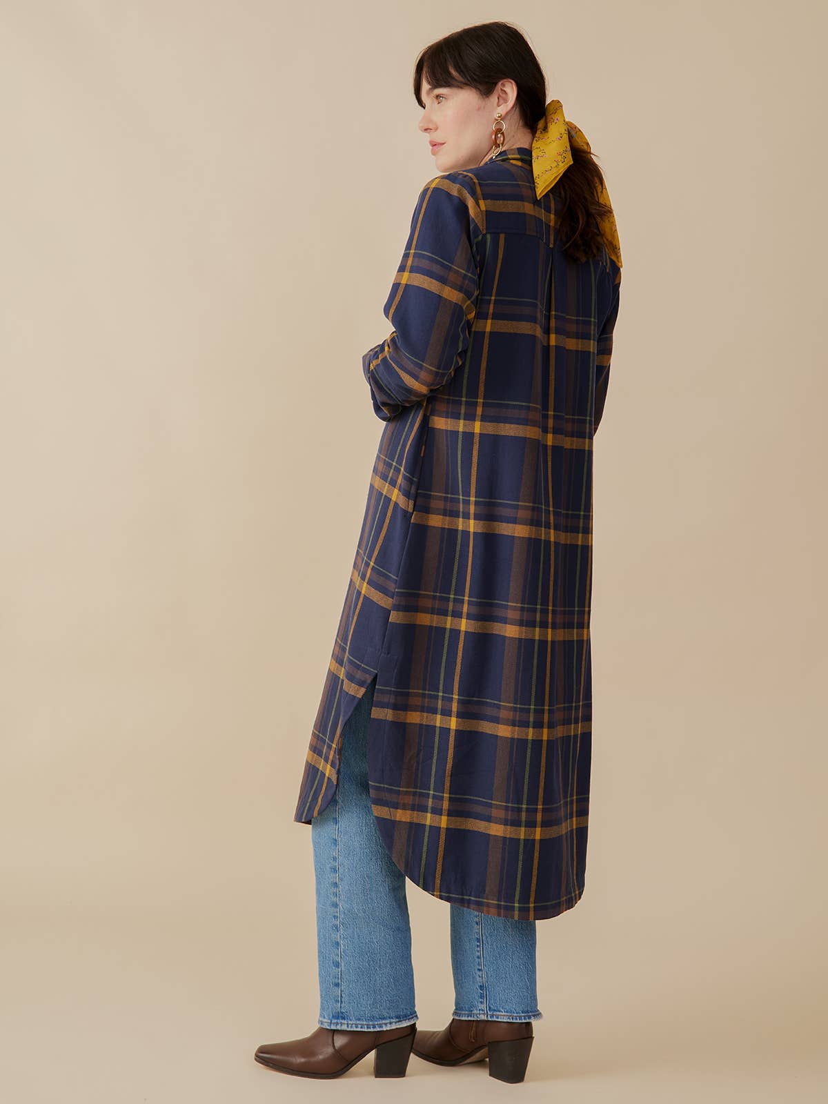 Sutton Shirtdress Navy Yellow Plaid