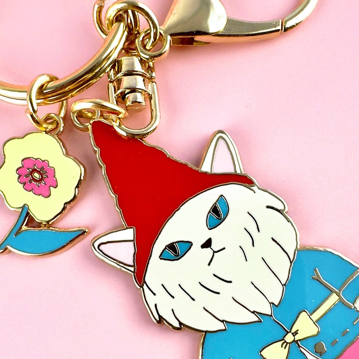 Cat Garden Gnome Keychain Charm