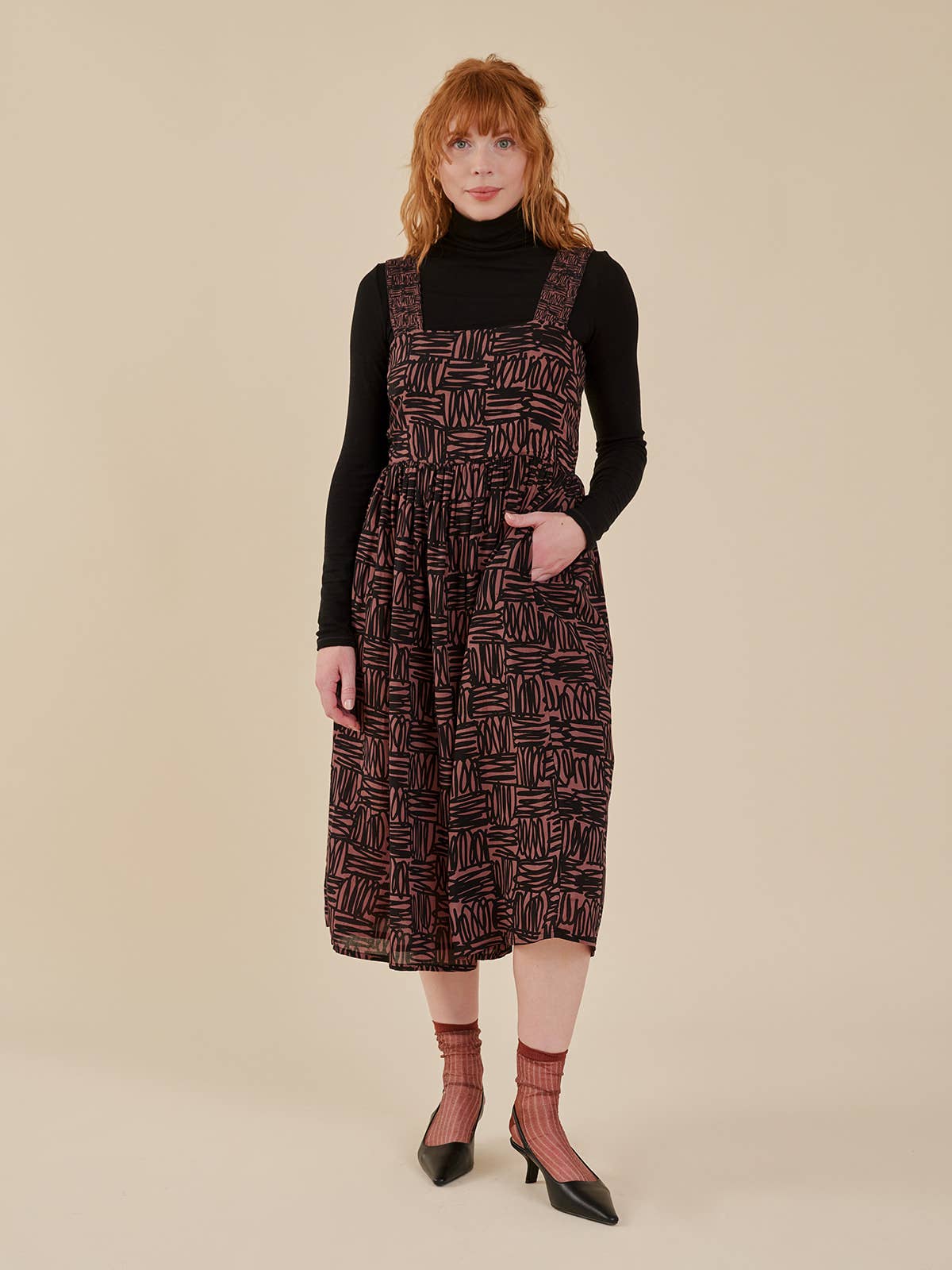 Nikita Dress Mocha Scribble Modal
