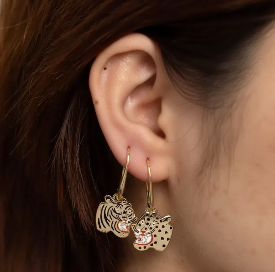 Tiger & Cheetah Earrings - Kristina Micotti Gold Jewelry