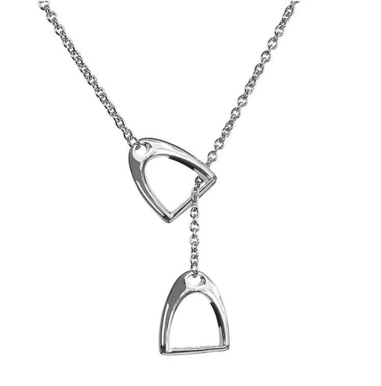 Colt & Filly Stirrup Lariat Steel Necklace- Waterproof
