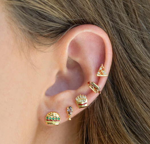 Snack Pack Stud Earrings- food mini Stud Earrings- Steel