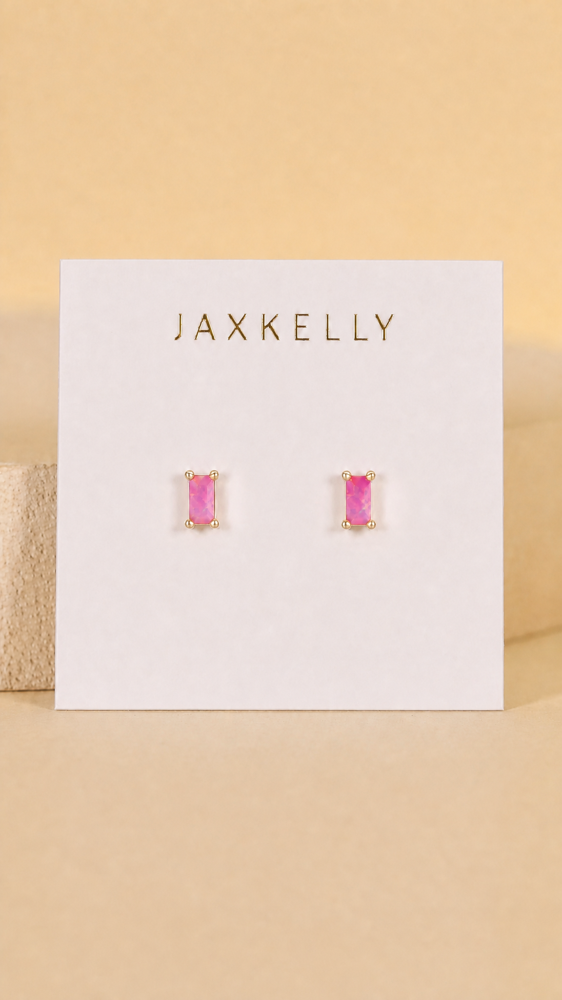 Baguette - Pink Opal - Earrings