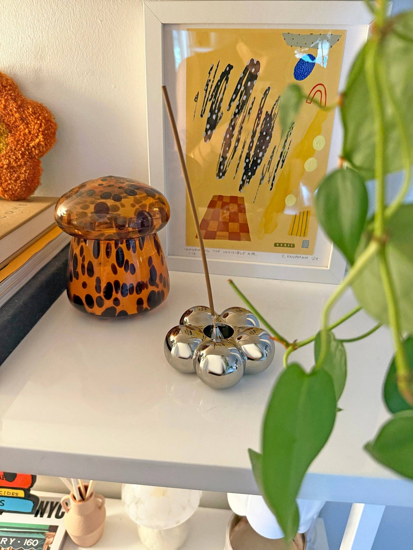 Chrome Flower Incense Holder