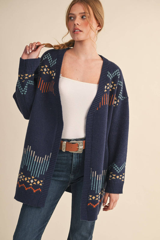 Western Motif Sweater Cardigan