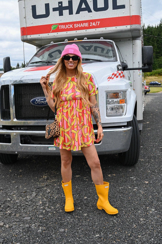 Peelin’ Good Pink Banana Mini Mesh Dress
