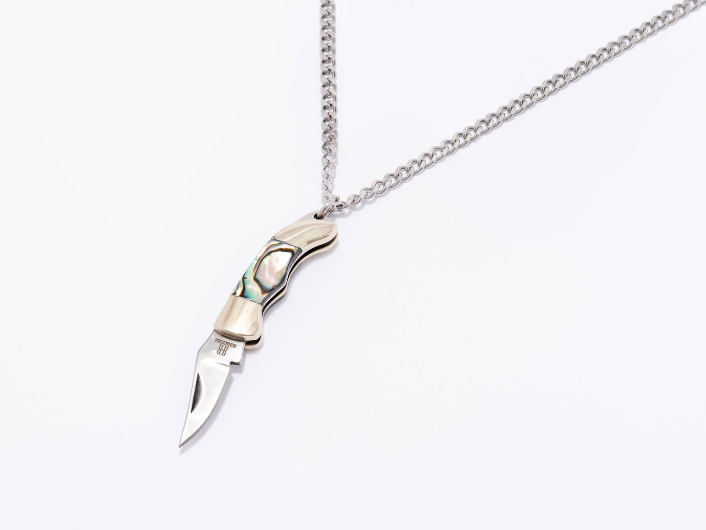 Judith Gold or Silver Abalone Utility Safety Necklace: Gold Plated