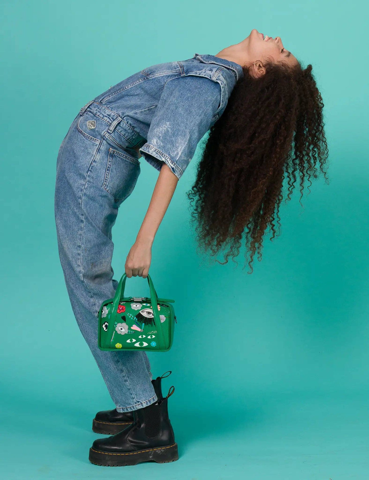 Benji Small Crossbody Irish Green Leather Bag - Floralia Design