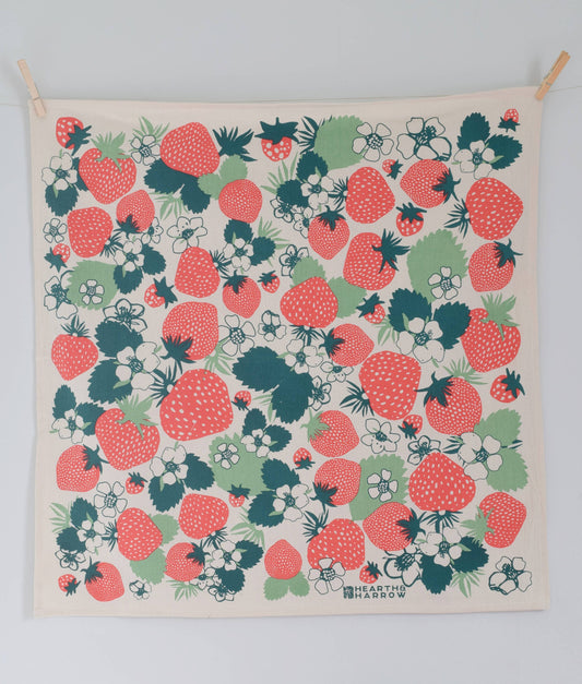 Strawberry Tea Towel - Organic Cotton - Oversized 30 x 30