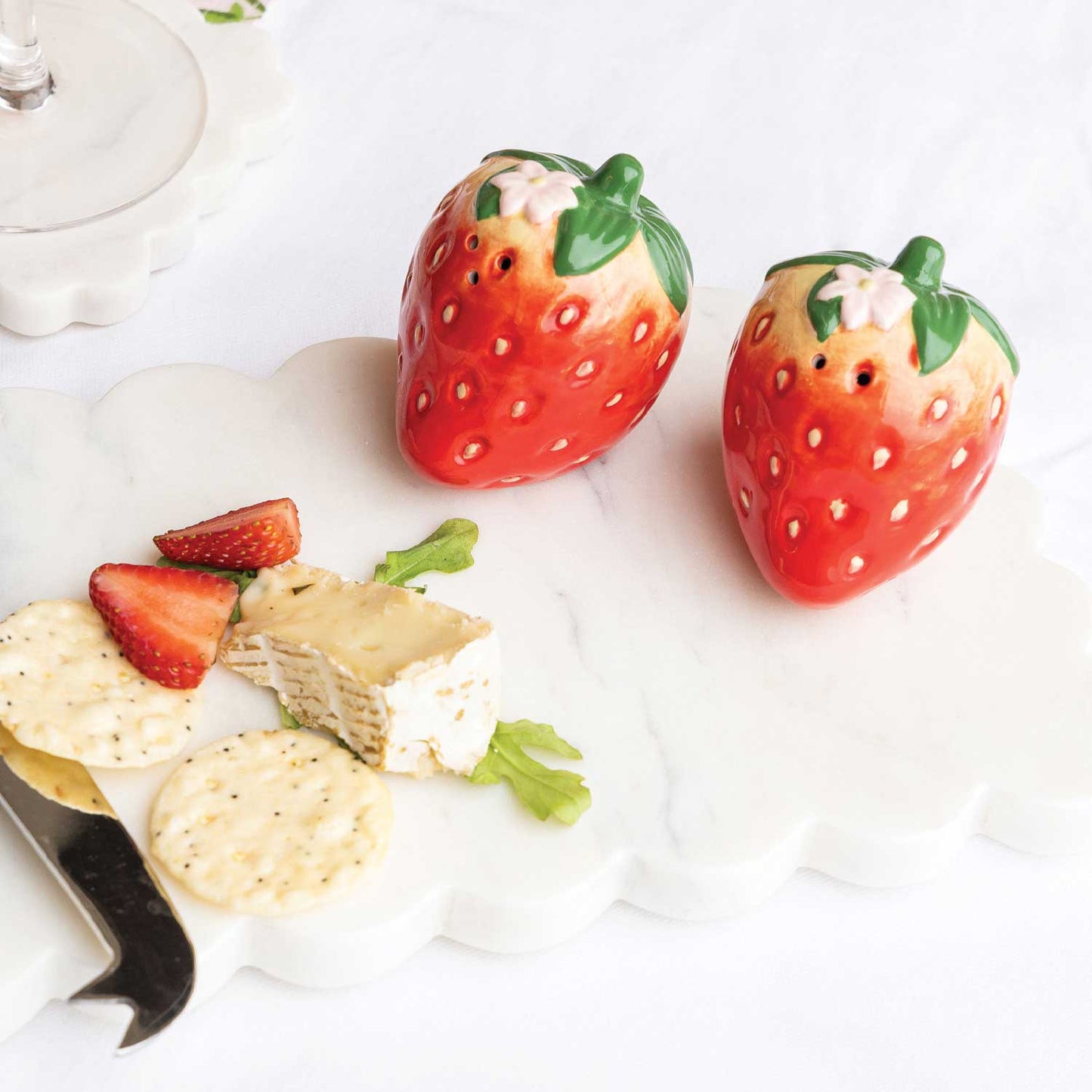 Salt & Pepper Shaker Set, Strawberry Shaped Ceramic Boxed