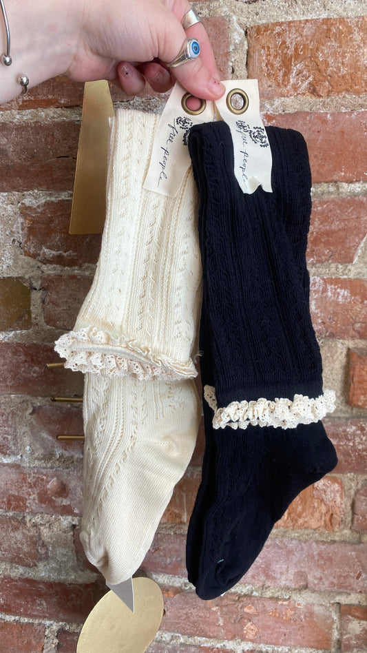 Misty Net Pointelle Tall Socks