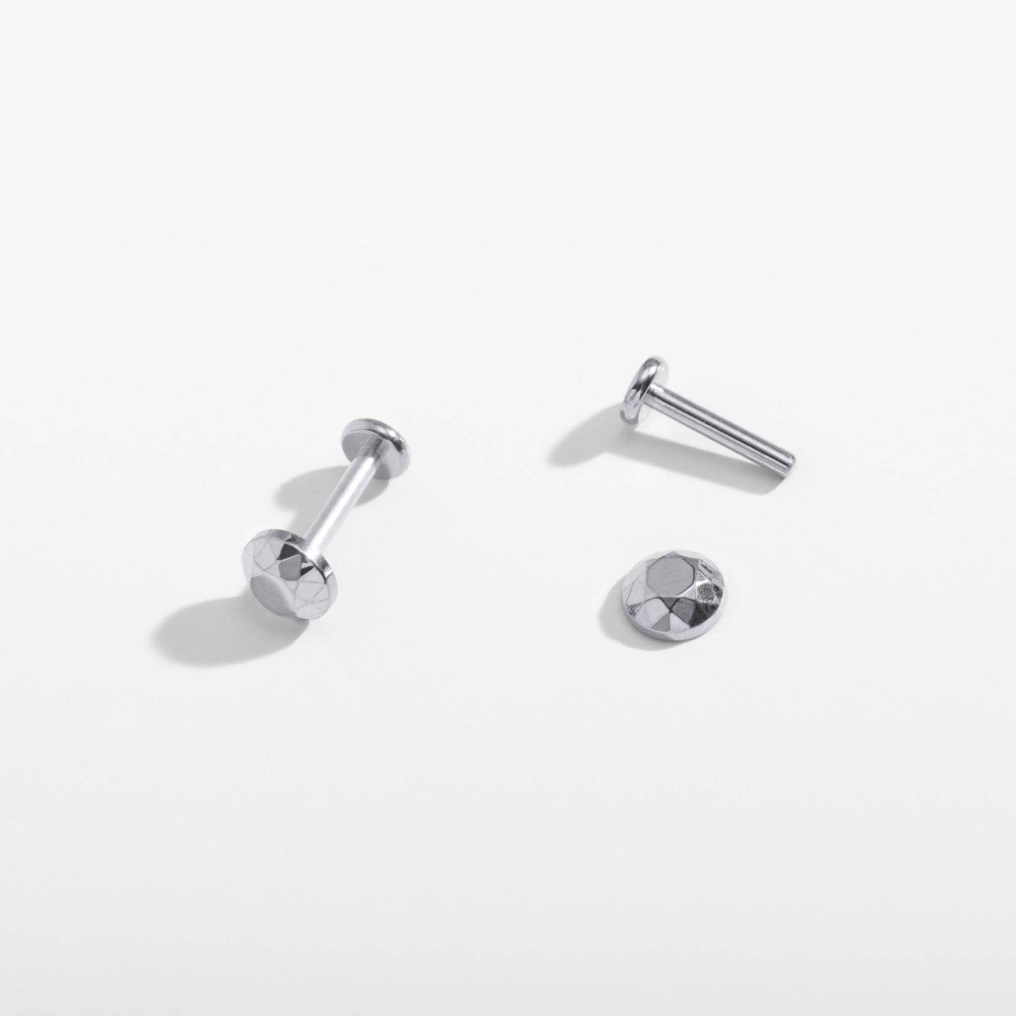 14k Gold PVD or Titanium Faceted Circle Flat Back Studs