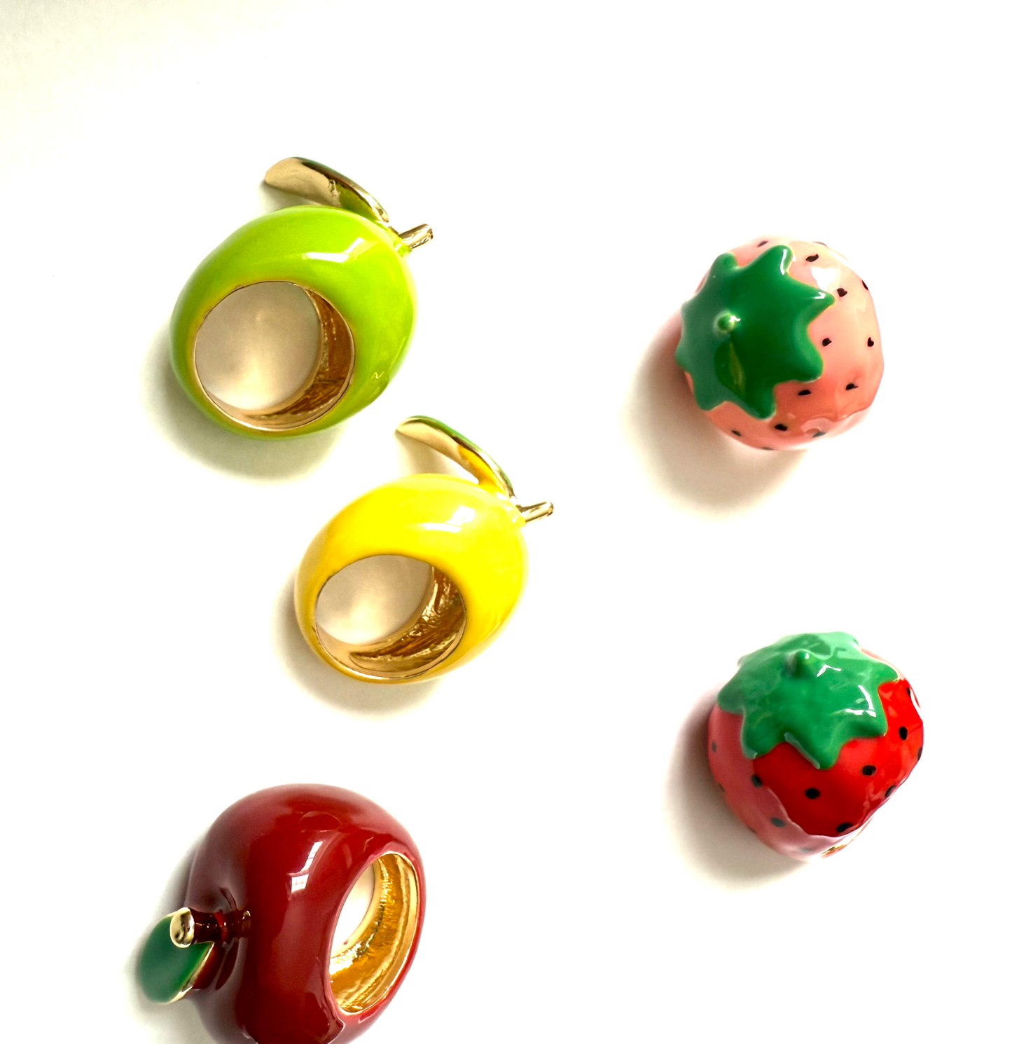 Fruit Basket Ring- Large Dome Fruit Rings- Enamel Hand Made