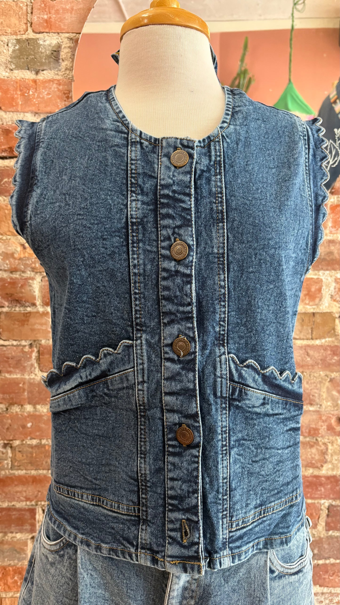 Denim Scalloped Vest