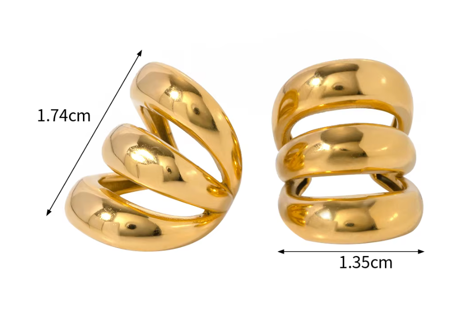 Echo Ear Cuff- Triple Wrap Ear Cuff- 18K Gold Waterproof 1pc