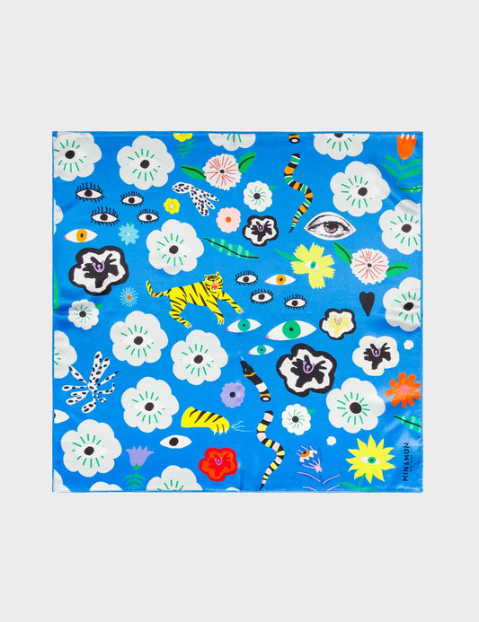 Blue Silk Headscarf - Floralia