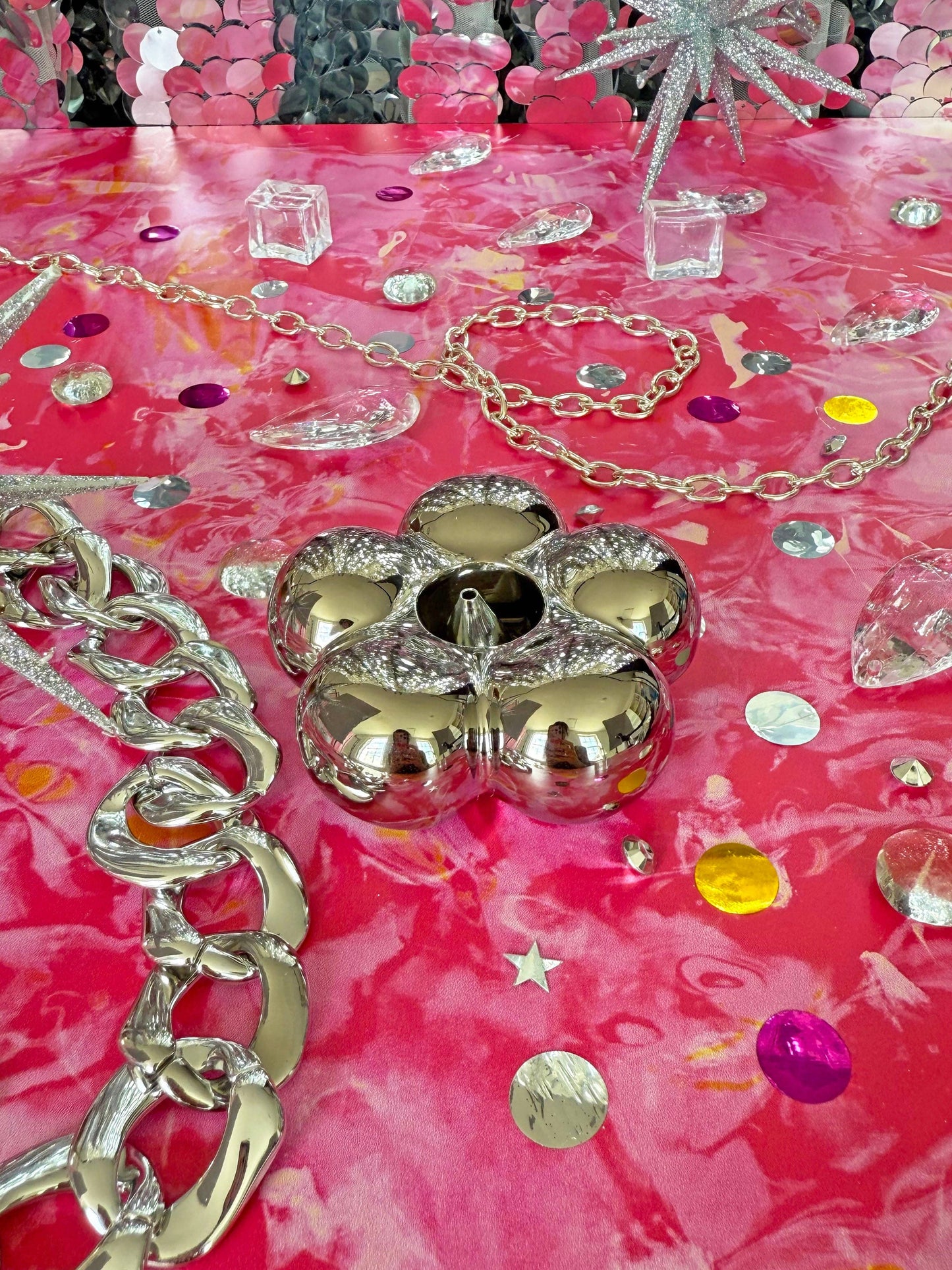 Chrome Flower Incense Holder