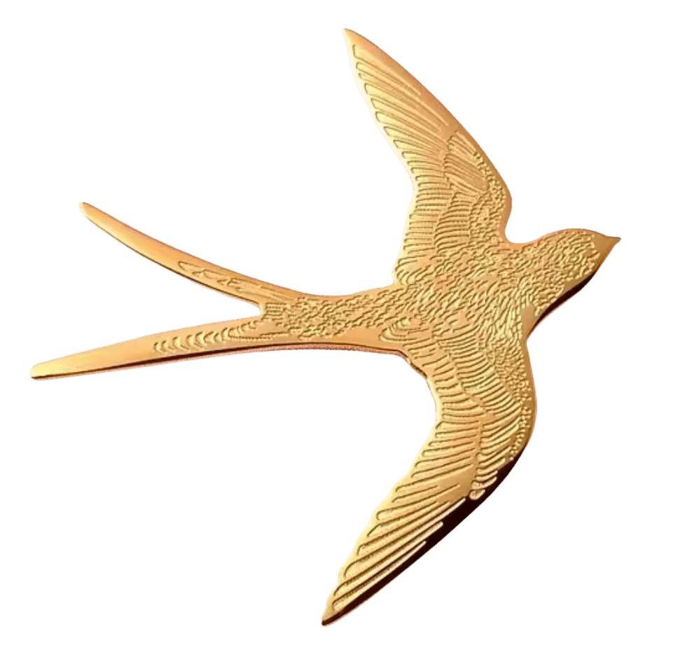 Swallow Bird Pin - Broach - Carved Steel Waterproof - Tsuru