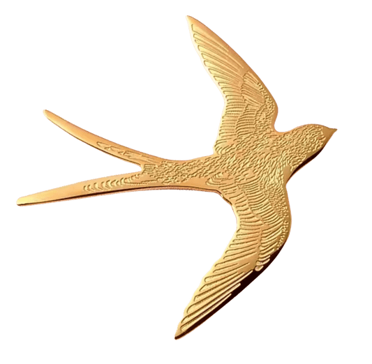 Swallow Bird Pin - Broach - Carved Steel Waterproof - Tsuru