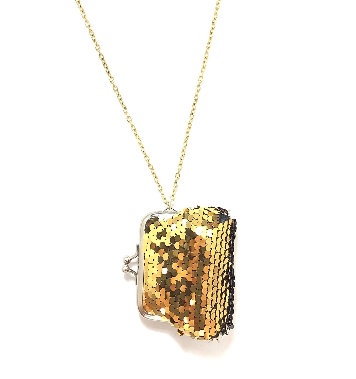 Gold Sequin Bag Necklace