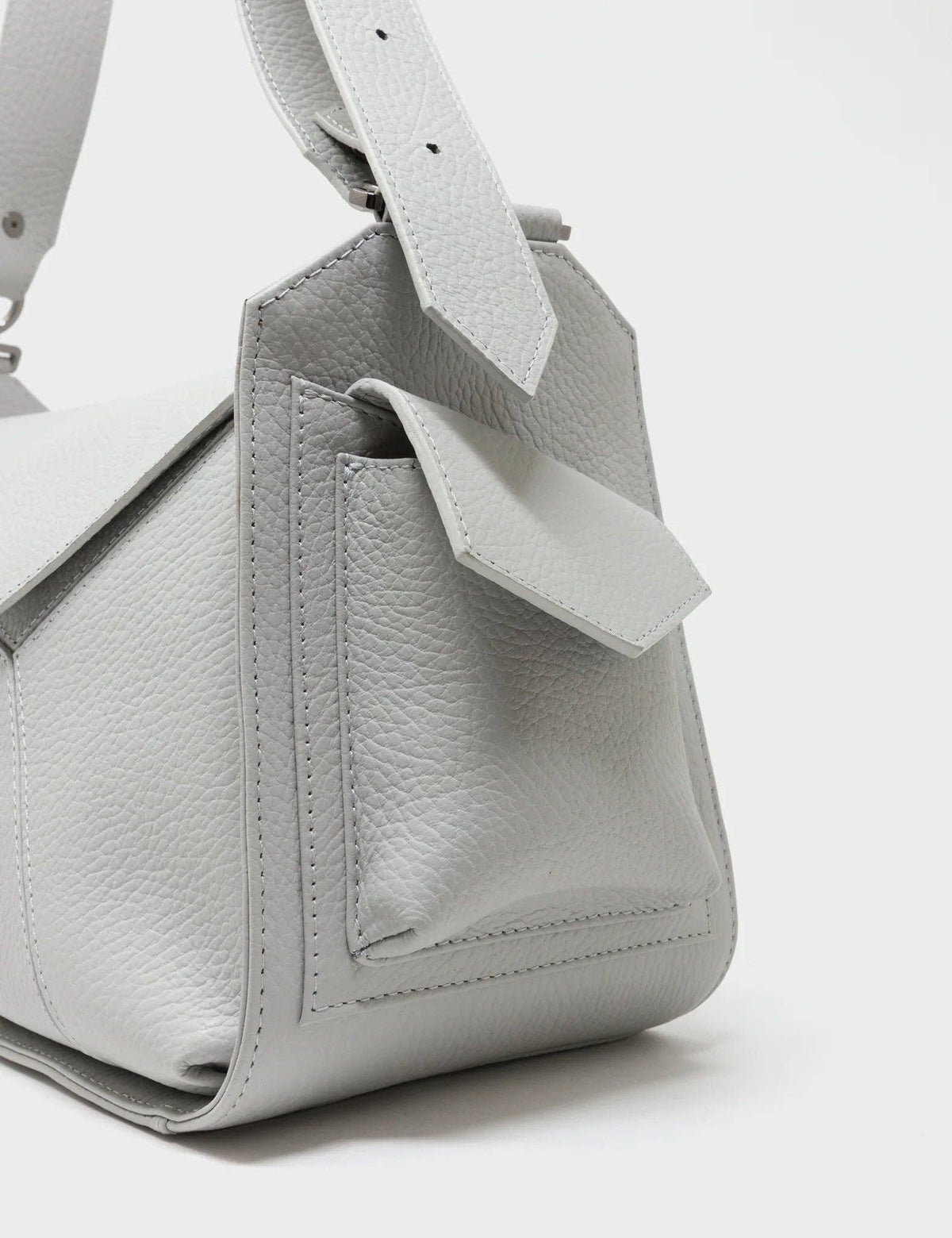 Houston Moonwalk Gray Leather Shoulder Bag - All Over Eyes Embroidery